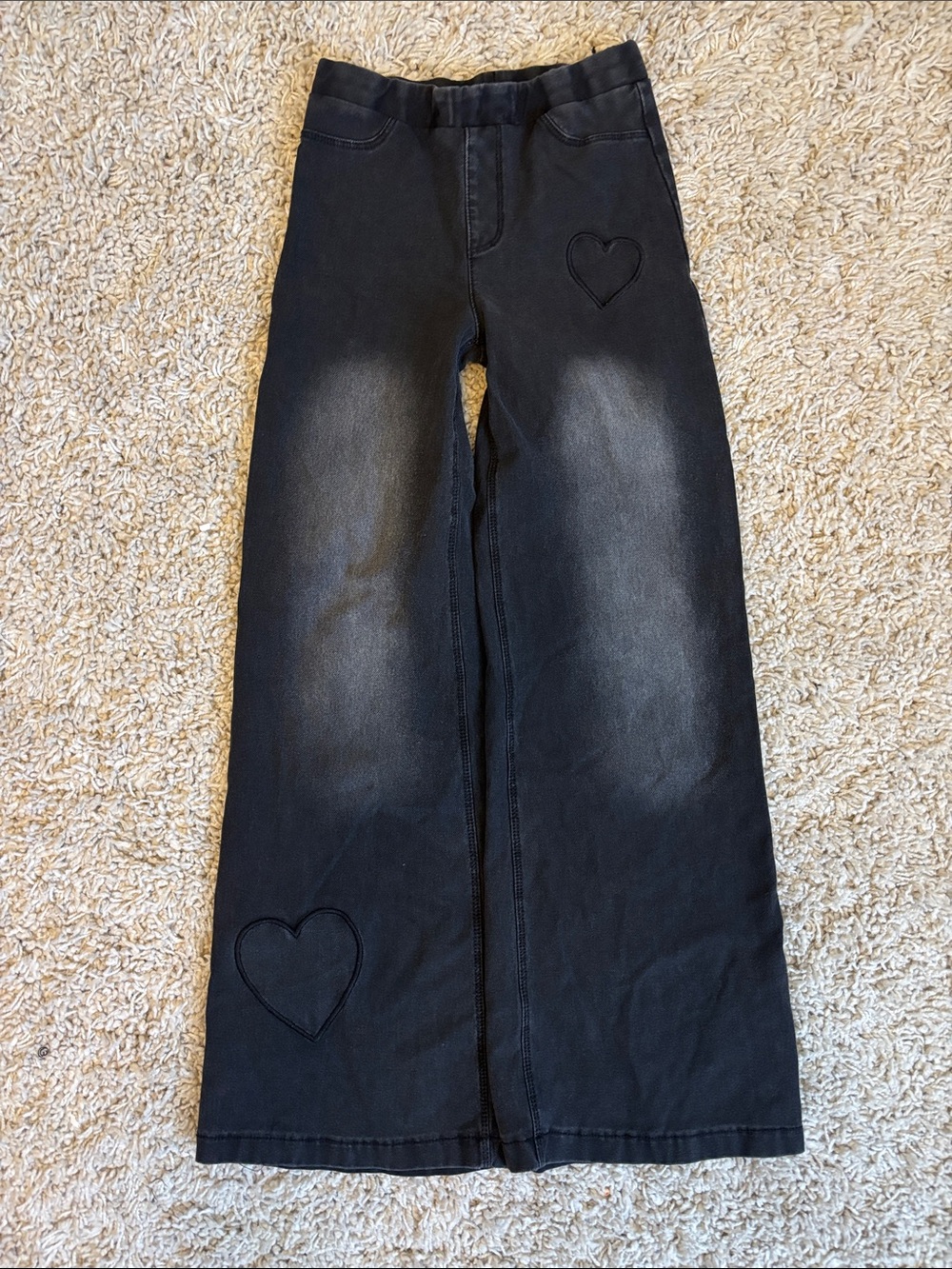 H&M | Black Kids Wide-Leg Heart Patch Bottoms
